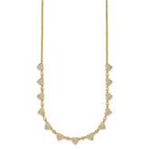 Sterling Silver Gold-tone Polished Pave CZ Hearts 16 Inch with 2 Inch Extension Necklace